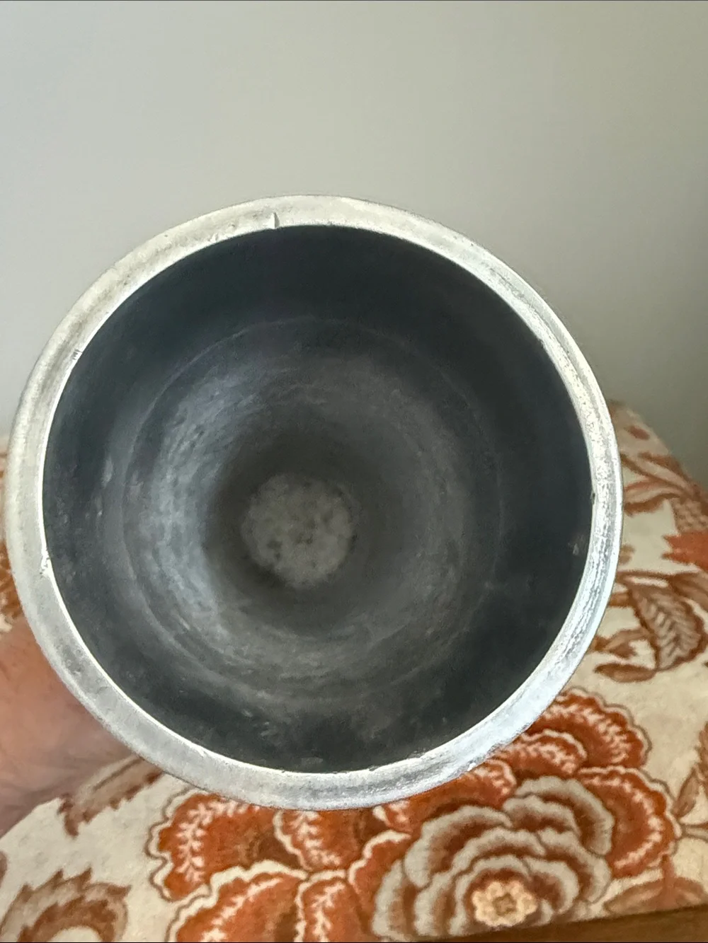 Vintage Pewter Trumpet Vase Rustic Farmhouse Colonial Decor